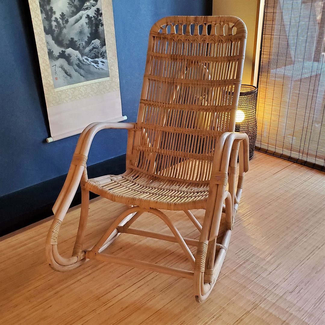 昭和レトロ ラタンチェア 藤家具 - 椅子