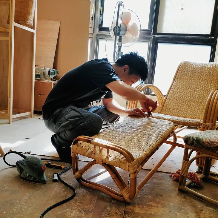 籐リクライニングチェア ラタンチェア 籐椅子 - 福岡県の家具